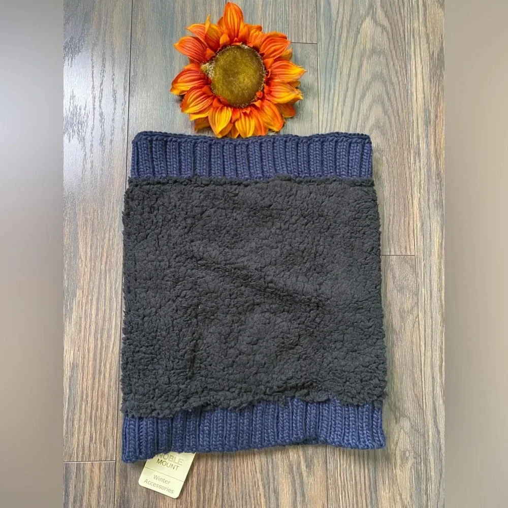 🦋B2G1🦋NOBLE MOUNT Mens Navy Cable Knit Toaster Snood Scarf NWT